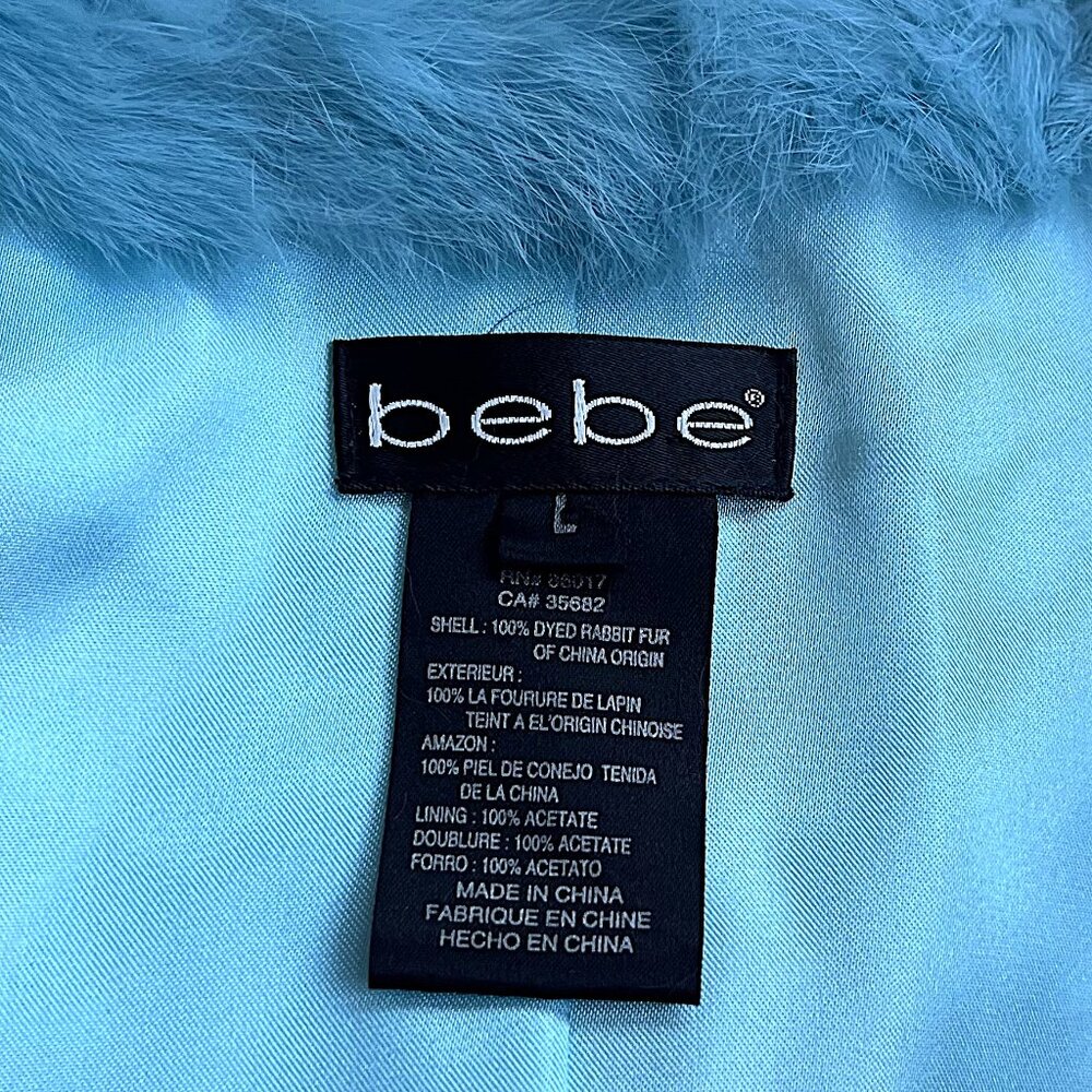 Bebe Y2K Rabbit Fur Jacket Aqua Blue – New - Picture 9 of 11